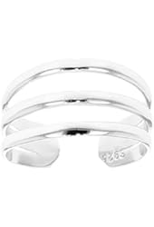 .925 Sterling Silver Adjustable 3 Rows Band Toe Ring