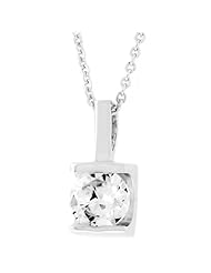 Rhodium Plated Cubic Zirconia Bar Set Pendant with Chain