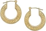 Greek Key Hoop Earrings, 14K Gold