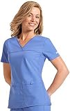 Cherokee Sporty V-Neck Solid Scrub Top with Side Panels-Assorted Colors