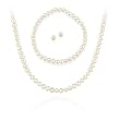 Sterling Silver 5.5-6mm Genuine Freshwater Cultured White Pearl Necklace Bracelet & Stud Earrings Set