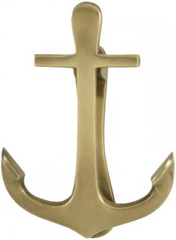 Anchor Door Knocker, Matte Antique Brass, Nautical Home Door Wall Accent, 8-inch