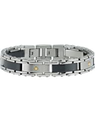 Ceramic Couture™ & Stainless Steel Bracelet with 14kt Yellow Screws 08.50 Inches olished Cb211