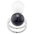 Black & White Resin Balls Sterling Silver Ring Sizes: 5-9