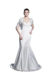 V-neck Satin/Silk/Spandex/Taffeta Backless Beaded Evening Dress  with a Brush/Sweep Train 