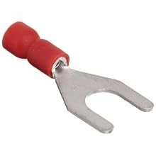 Morris Products 10118 Spade Terminal, Vinyl Insulated, Red, 22-16 Wire Size, 1/4" Stud Size (Pack of 100)