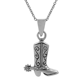 Sterling Silver Cowboy Boot Necklace