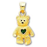14k May BirthStone Bear Pendant