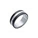 Bague Homme Anneau 9 mm Bandes Acier Inoxydable & Ruthenium