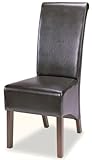 Rolled Back Parson Dining Chair in Chocolate Leather Like Vinyl (Set of 2)