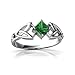 14K White Gold Square Created Emerald Celtic Knot title=