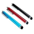 3 pcs Aqua Blue/Black/Red Capacitive Stylus/styli Touch Screen Cellphone Tablet Pen for iPhone 4 4s 3 3Gs iPod Touch iPad 2 Motorola Xoom, Samsung Galaxy, BlackBerry Playbook AMM0101US, Barnes and Noble Nook Color, Droid Bionic