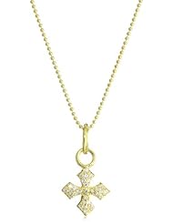 King Baby 18K Vermeil Baby Pave Cubic-Zirconia MB Cross Pendant Necklace