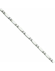14K White Gold 7in Holds 11 3mm Stones 1.19ct Bar Link Tennis Bracelet Moun