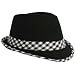 31QdupiIGzL. AA75  BLACK LIGHTWEIGHT FEDORA HAT W/ WHITE GINGHAM TRIM