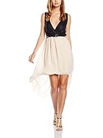 Rare London Vestido Lace Dip Hem (Negro / Crema)