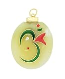 Artistic Stone Pendant with Abstract Om Ganesh Enamel Work