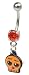 Ghoulish Ghost - Cute Skull Sexy Belly Button Navel Ring Jewelry Orange