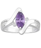 Personalized Marquise Birthstone and Diamond Class Ring