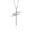 3 Diamond Cross Pendant 0.01 ct. in Sterling Silver with Chain