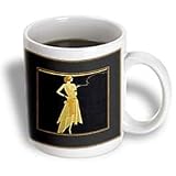 Florene Vintage - Art Deco Lady On Black With Gold Frame - Mugs