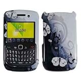 Black Geshia Butterfly Design Snap on Hard Skin Shell Protector Cover Case for Blackberry Curve 8520 8530 + Belt Clip + Microfiber Pouch Bag