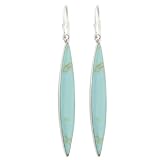 Sterling Silver Long Marquise Turquoise Inlay Drop Earrings