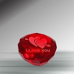 Red Crystal Heart with "I Love You" engraving. #420-R