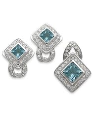 Sterling Silver Light Blue CZ Pendant & Earring Set
