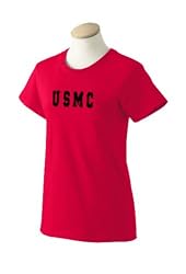 Custom distressed style USMC Marine Corps on ladies t-shirt