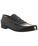 Gucci black leather script logo loafers