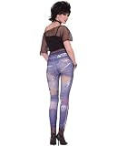 Punk rock graphic jean leggings - blue xs/s
