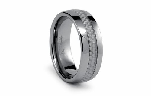 Tungsten Carbide Ring Slight Dome with White Carbon F. I. 8mm