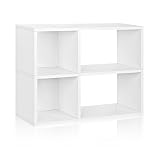 Way Basics Eco 2 Shelf Chelsea Bookcase and Cubby Storage, White (made from sustainable non-toxic zBoard paperboard)