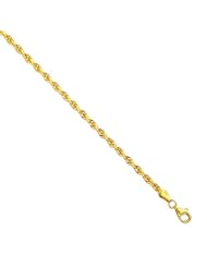 10K Yellow Gold 30" 3.0mm Polish Solid Diamond Cut Royal Rope Chain With Pear Shape Clasp