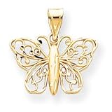 14k Diamond-Cut Filigree Butterfly Charm