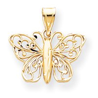 14k Diamond-Cut Filigree Butterfly Charm by Abacus