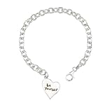 Sterling Silver Be Yourself Heart Charm Link Bracelet