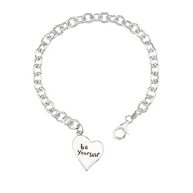 Buy Sterling Silver Be Yourself Heart Charm Link Bracelet by Amazon.com Collection