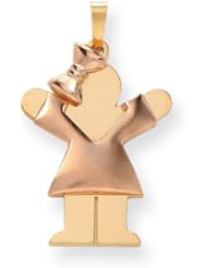 14k Two-Tone Gold Puffed Girl with Bow on Left Engravable Charm