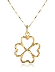 Sterling Silver with Yellow Gold Flashed Open Four Leaf Clover Pendant Necklace, 18"