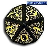 Q-Workshop: 5 Dice Set - Carved Elvish / Elven d10 Dice / Die (BLACK & Yellow)