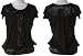 ROMEO & JULIET COUTURE Satin Trimmed Cap Sleeve Tee, Black, Small, RJ19686
