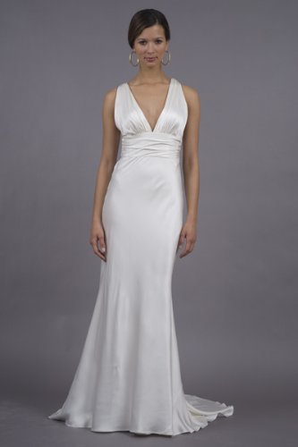 Nicole Miller Antique White Satin Evening Gown