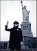 John Lennon in front of Statue of Liberty 24x36 Poster Framed