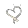 Sterling Silver Created Opal and Diamond Accent Journey Pendant, 18"