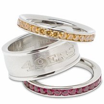 San Francisco 49ers Logo Crystal Stacked Ring Set (Size 7)