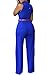 HOTAPEI Women Button Belted Sleeveless Wide Leg Jumpsuit Medium Royal Blue