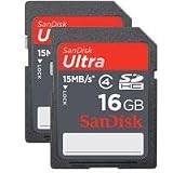SanDisk16GBUltraSecureDigitalHighCapacity,SDHC,MemoryCard,15MB/SecRead/WriteSpeed-Packof2