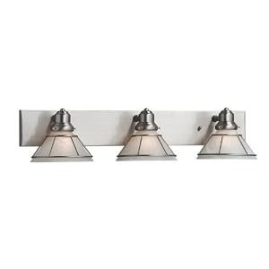 Craftsman - 3 Light Bathroom Vanity Lighting Fixture - Brushed Nickel - White Alabaster... by Dolan Designs